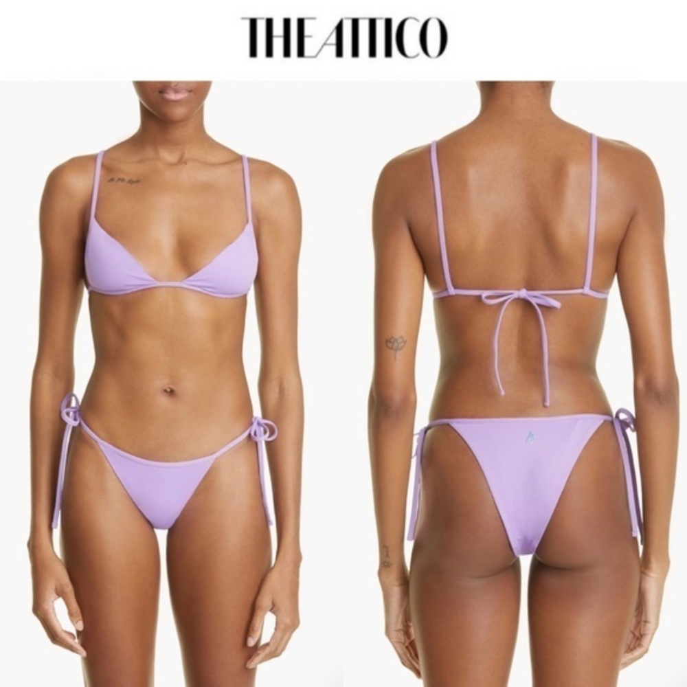 The Attico Triangle Two-Piece Swimsuit in Purple sz L